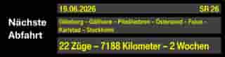 Nächste Abfahrt am 19.06.2026