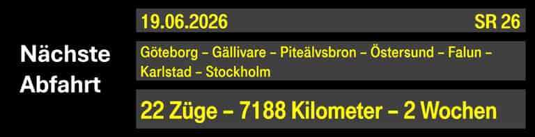 Nächste Abfahrt am 19.06.2026
