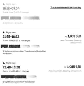 Bild Banarbete planeras in der SJ App